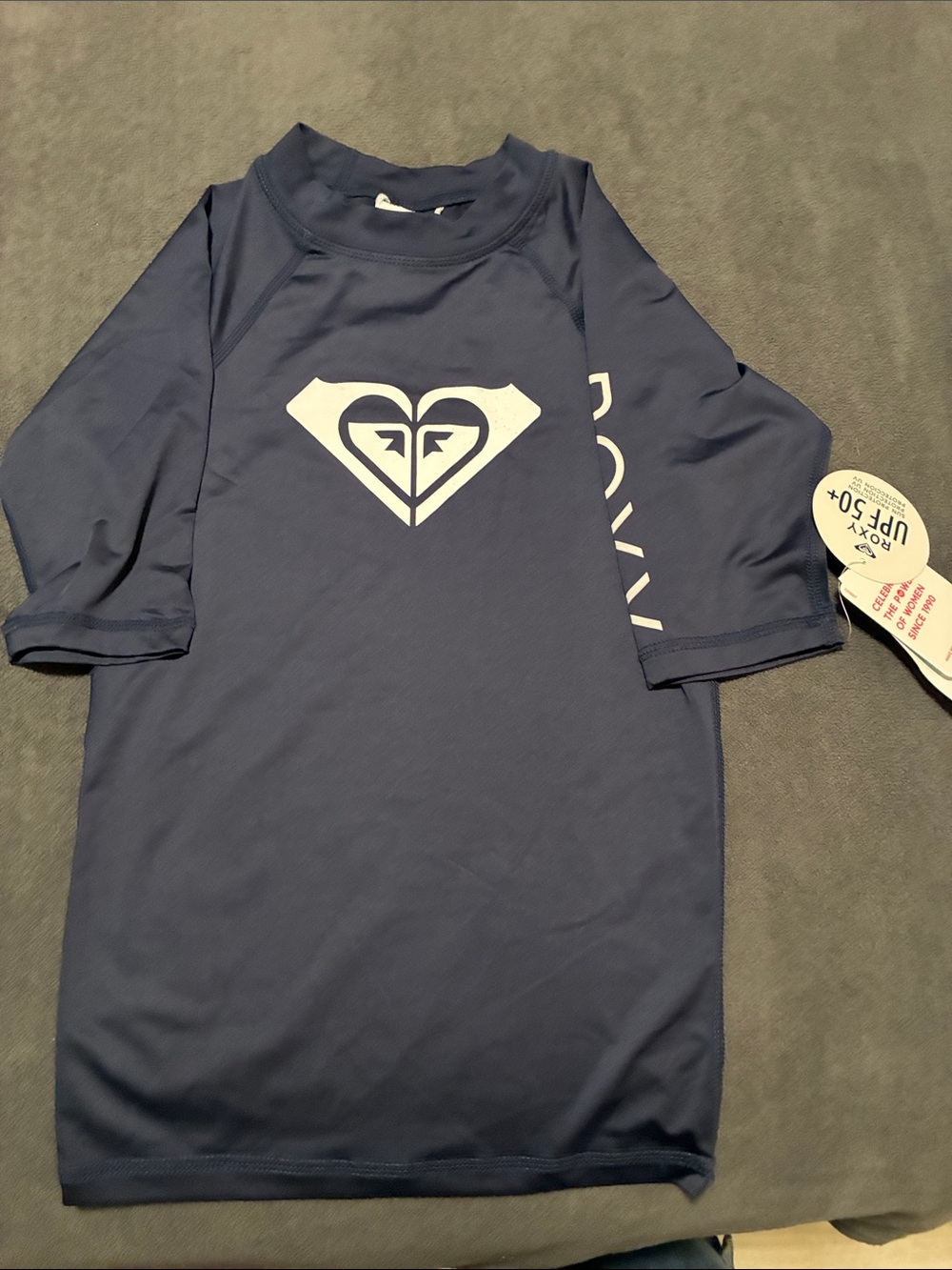 Roxy Navy Blue Kids Rash Guard with White Logo